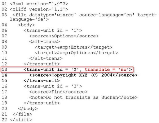 Labels in XLIFF