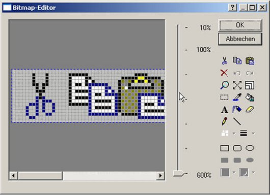 Edición de iconos en el editor gráfico de PASSOLO 6