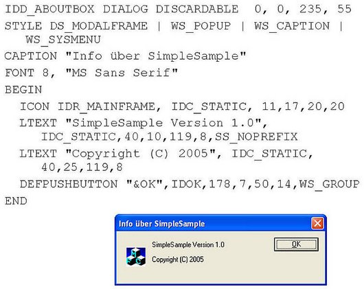 Ejemplo de datos contenidos en un archivo RC proveniente de un cuadro de diálogo