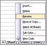 Umbenennen eines Arbeitsblatts